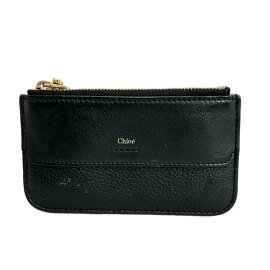 Chloe Coin Case Key Ring Black Leather
